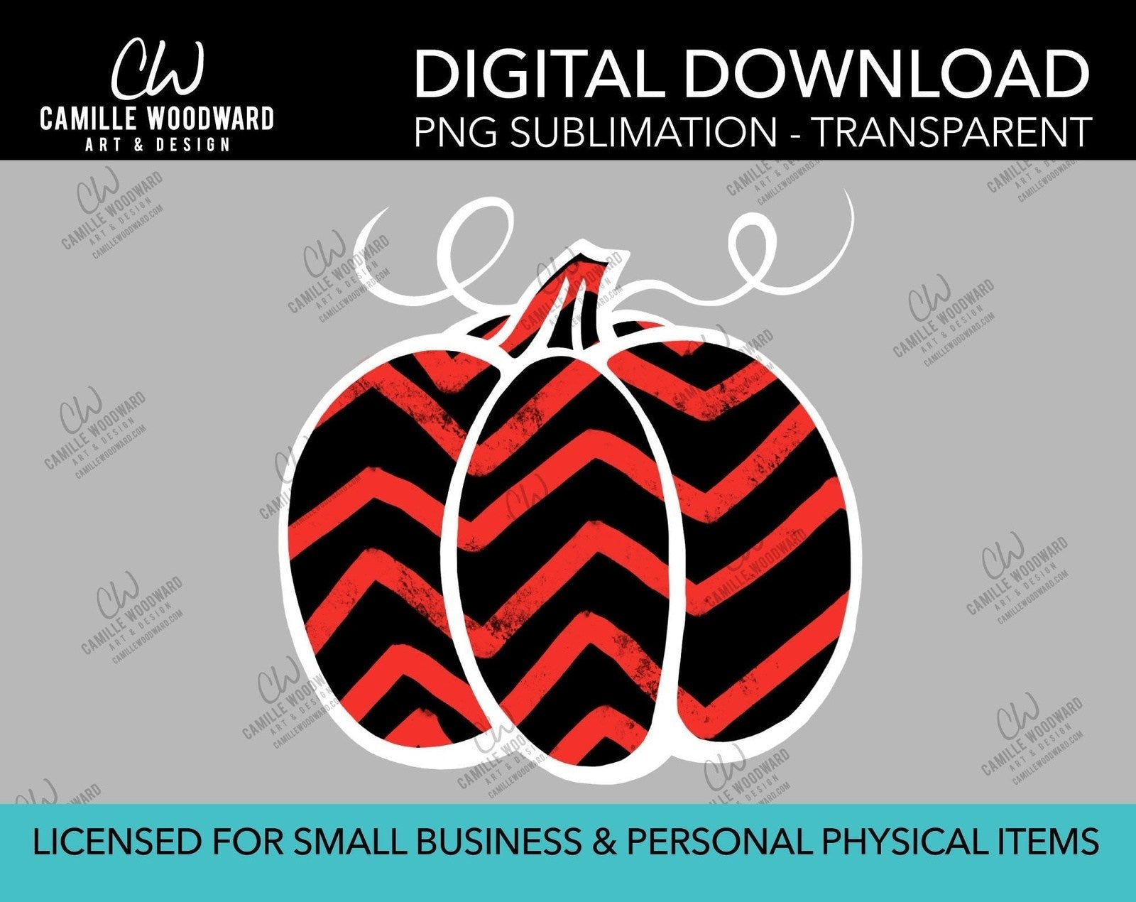 Pumpkin Red and Black Chevron, PNG - Sublimation  Digital Download