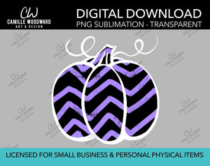 Pumpkin Purple and Black Chevron, PNG - Sublimation  Digital Download
