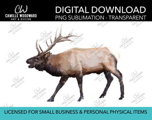 Elk Art Bugling  - PNG Sublimation Digital Download