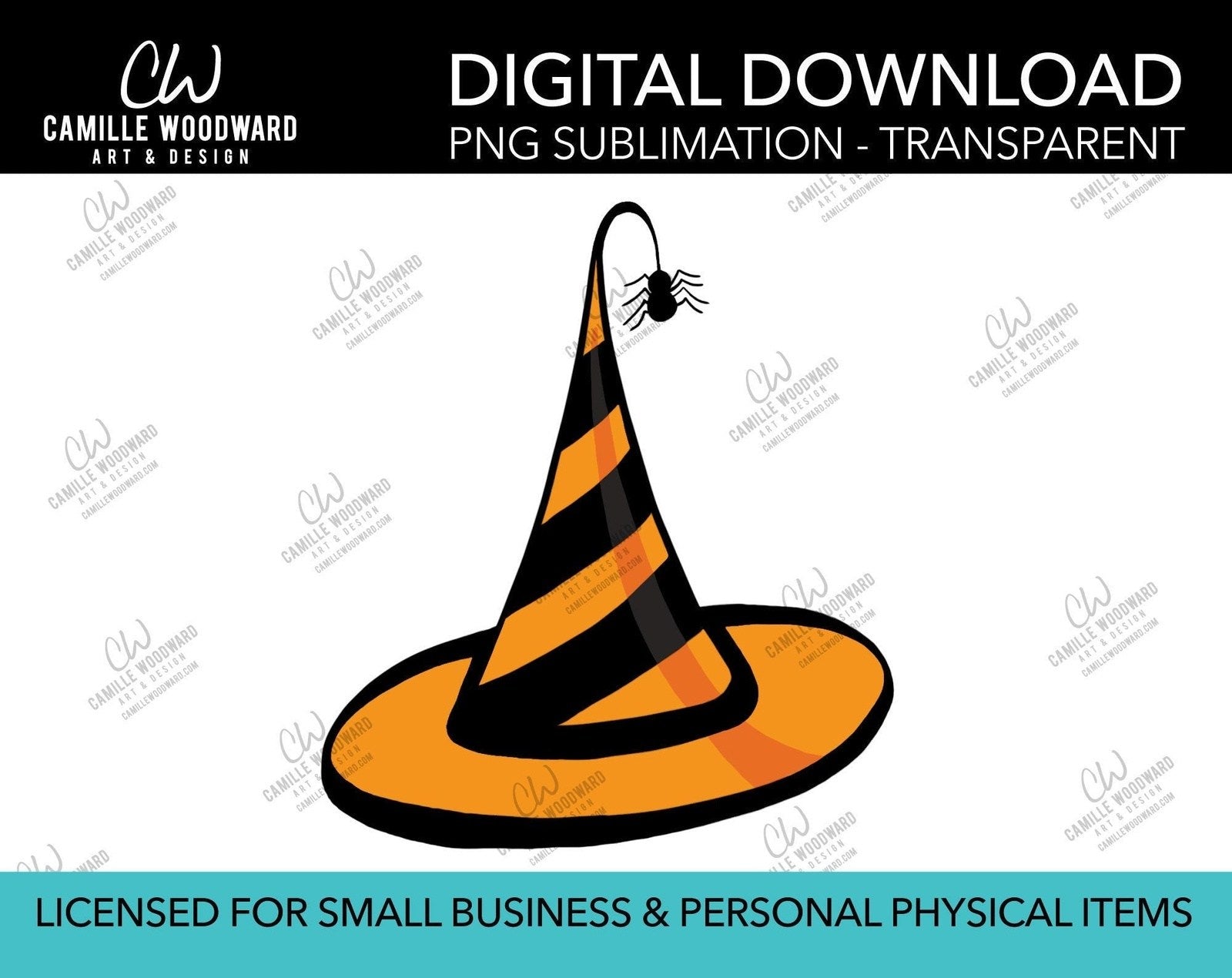 Witch Hat Orange Stripe, PNG - Sublimation Digital Download
