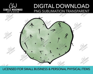Cactus Heart, PNG - Sublimation Digital Download