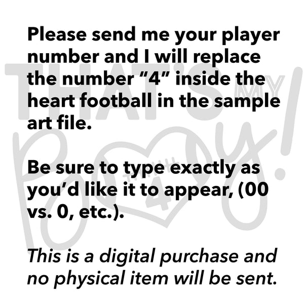 Football Player - That's My Boy, Square Black and White Heart, EPS, PNG, SVG - Transparent Digital Download
