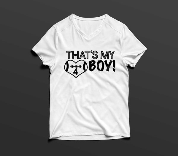 Football Player - That's My Boy, Landscape Black and White Heart, EPS, PNG, SVG - Transparent Digital Download