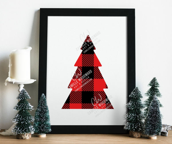 Buffalo Plaid Christmas Tree Red Black, SVG, EPS, PNG - Sublimation Digital Download Transparent