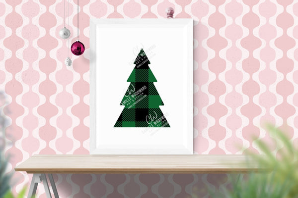 Buffalo Plaid Christmas Tree Green Black, SVG, EPS, PNG - Sublimation Digital Download Transparent