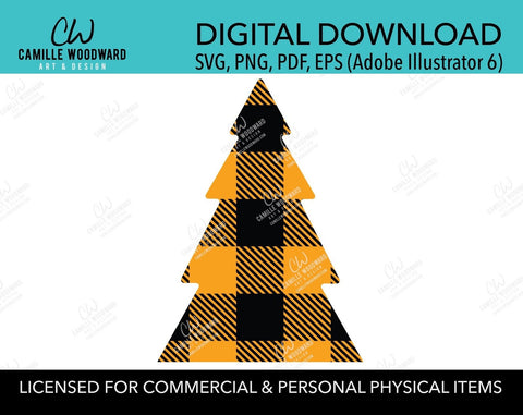 Buffalo Plaid Christmas Tree Orange Black, SVG, EPS, PNG - Sublimation Digital Download Transparent