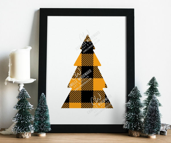 Buffalo Plaid Christmas Tree Orange Black, SVG, EPS, PNG - Sublimation Digital Download Transparent