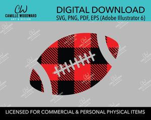 Buffalo Plaid Football Red Black, SVG, EPS, PNG - Sublimation Digital Download Transparent