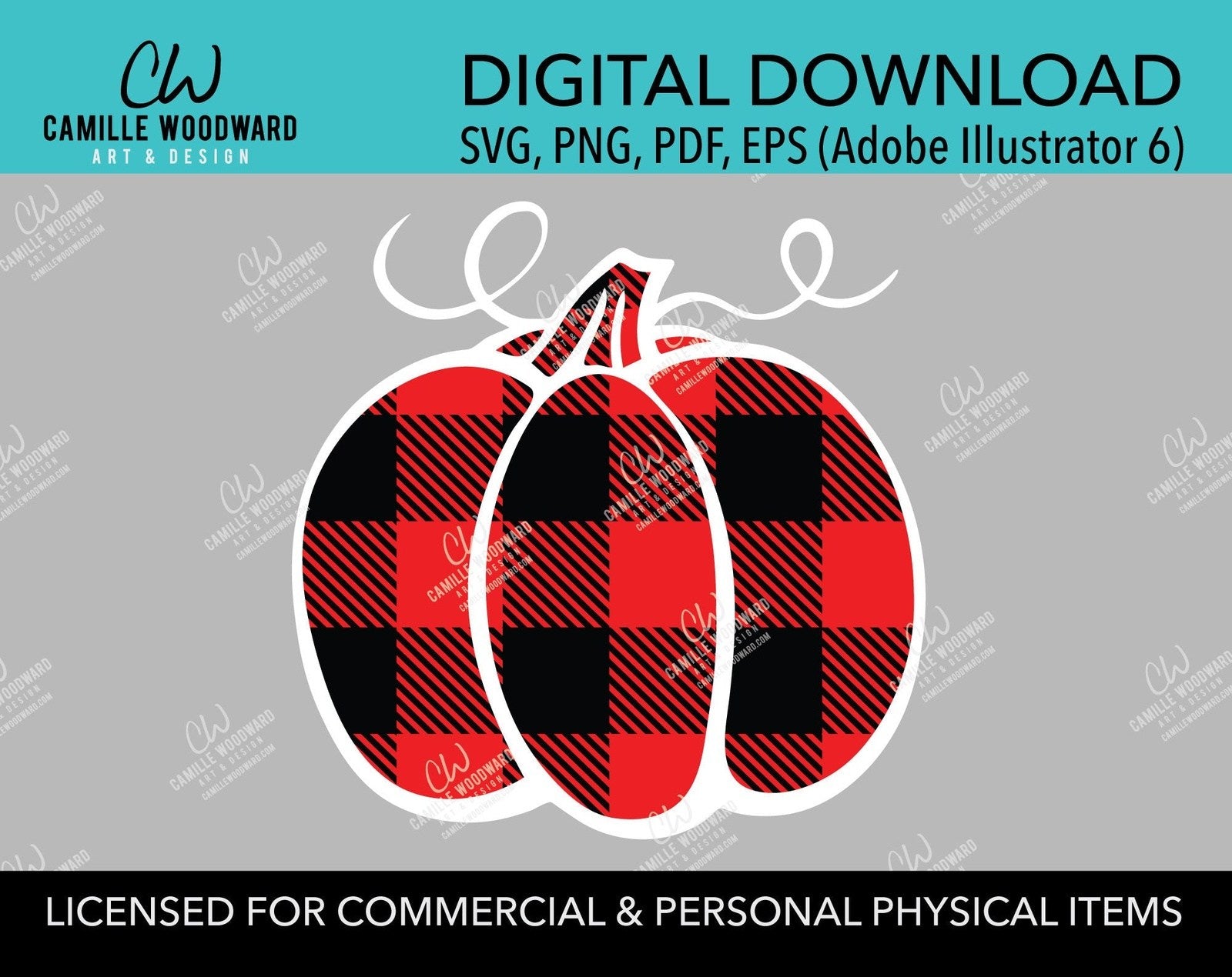 Buffalo Plaid Pumpkin Red Black, SVG, EPS, PNG - Sublimation Digital Download Transparent