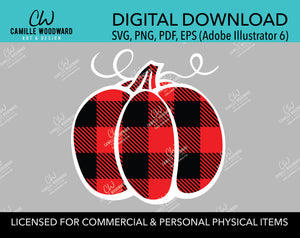 Buffalo Plaid Pumpkin Red Black, SVG, EPS, PNG - Sublimation Digital Download Transparent