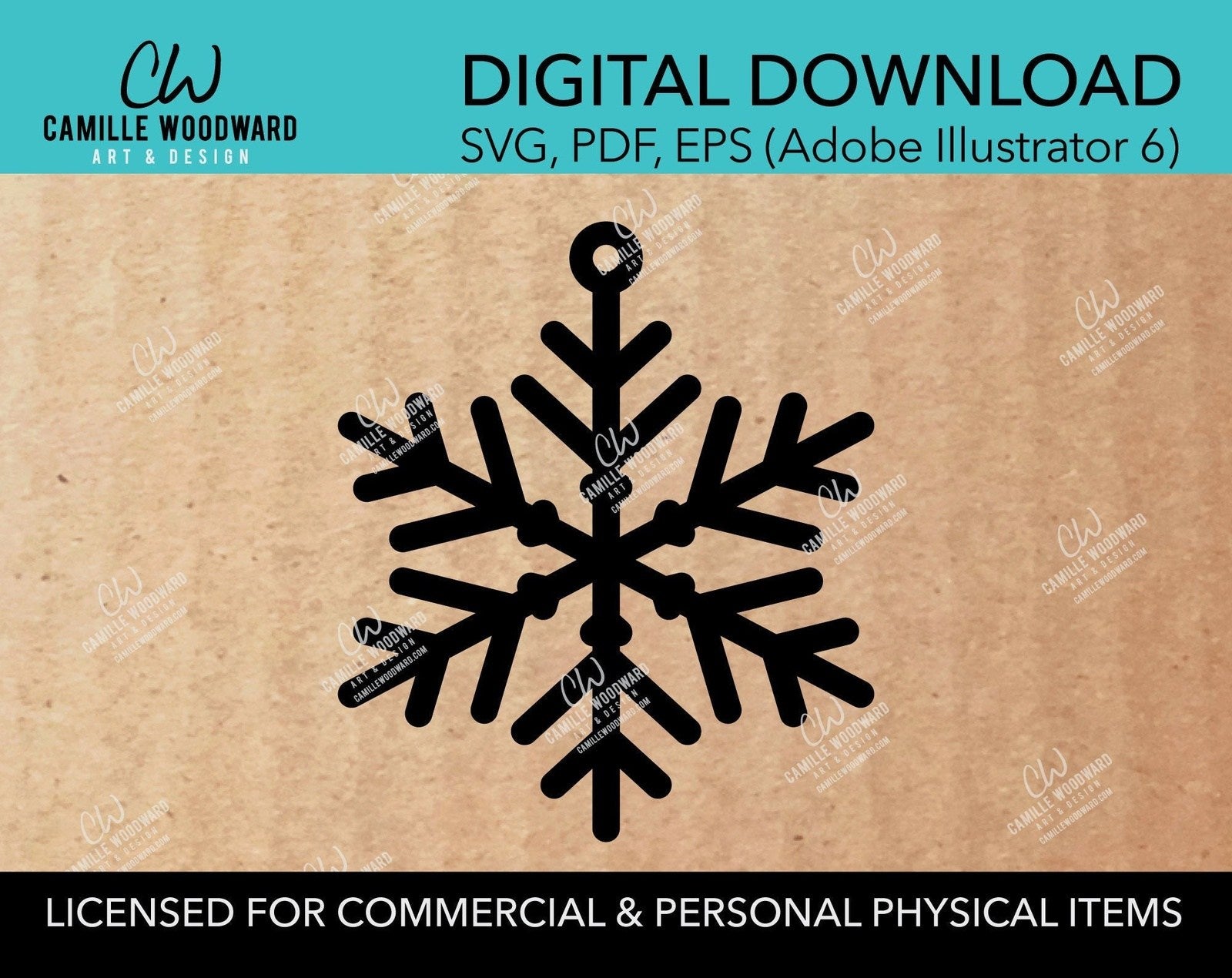 Snowflake Ornament - No Border, SVG - INSTANT Digital Download