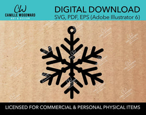 Snowflake Ornament - No Border, SVG - INSTANT Digital Download