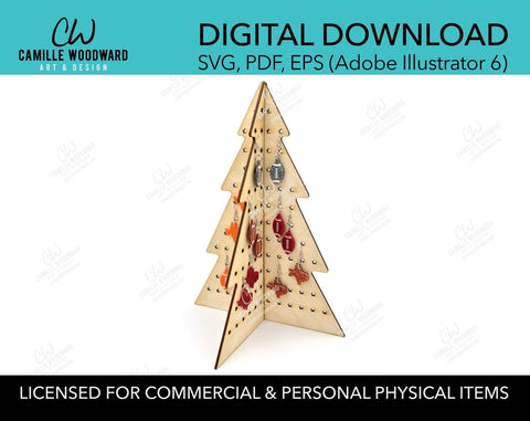 Earring Display Stand, Christmas Tree 3D - INSTANT Digital Download