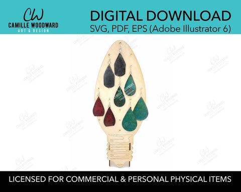 Earring Display Stand - Light Bulb, SVG - INSTANT Digital Download