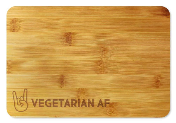 Vegetarian AF Rock Horns Fingers Cheese Tray / Cutting Board Bamboo