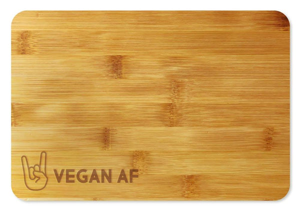 Vegan AF Rock Horns Fingers Cheese Tray / Cutting Board Bamboo