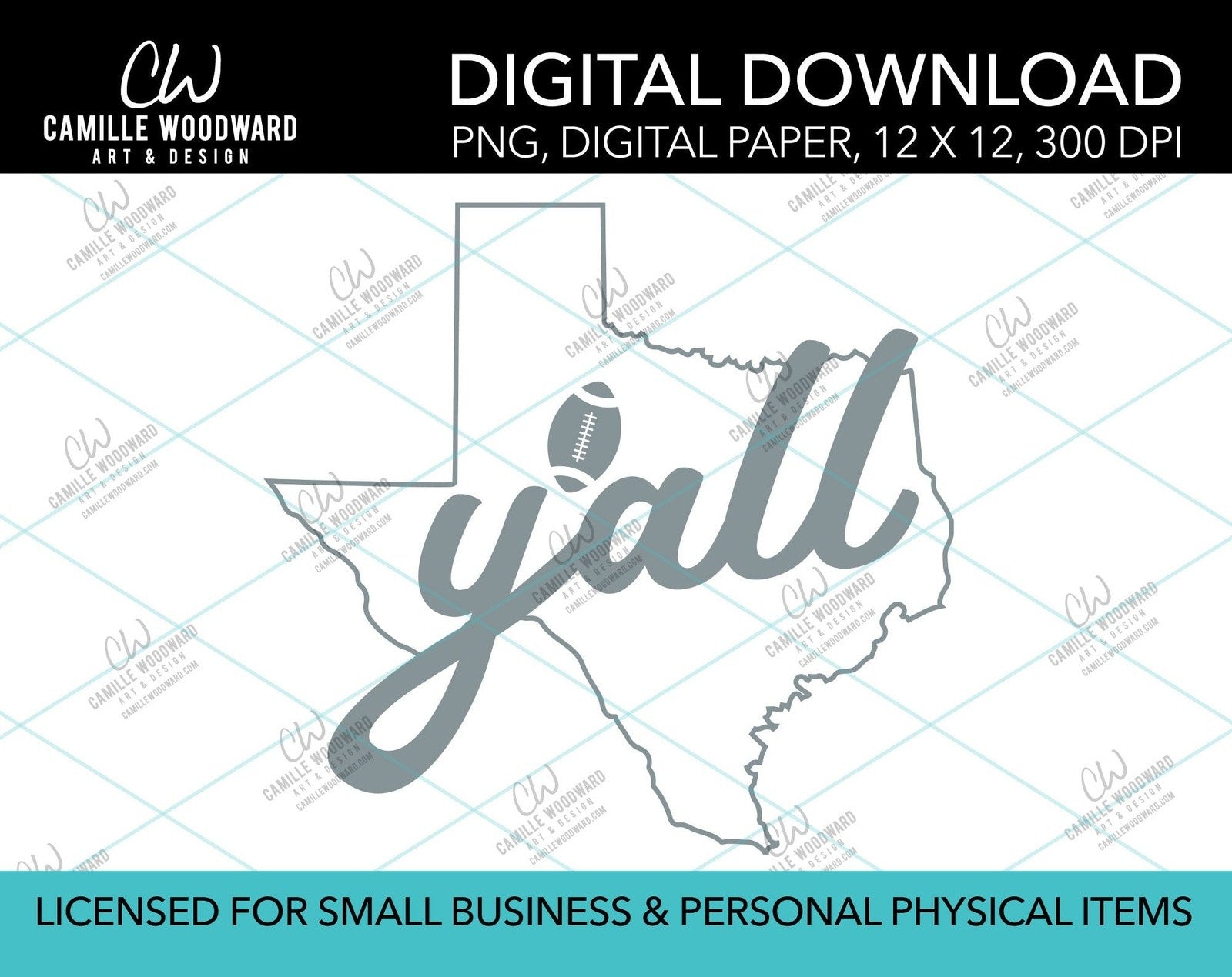Texas Y'all Football, Silver, PNG - Sublimation Digital Download