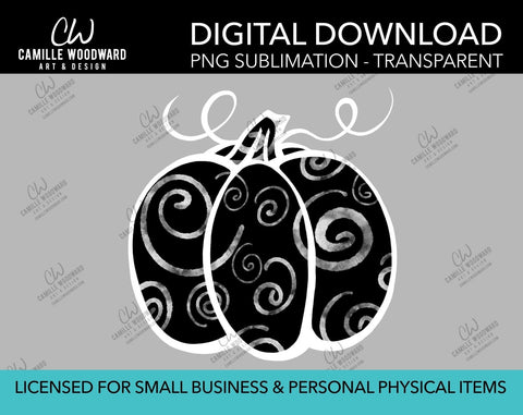 Pumpkin Gray and Black Swirls, PNG - Sublimation  Digital Download