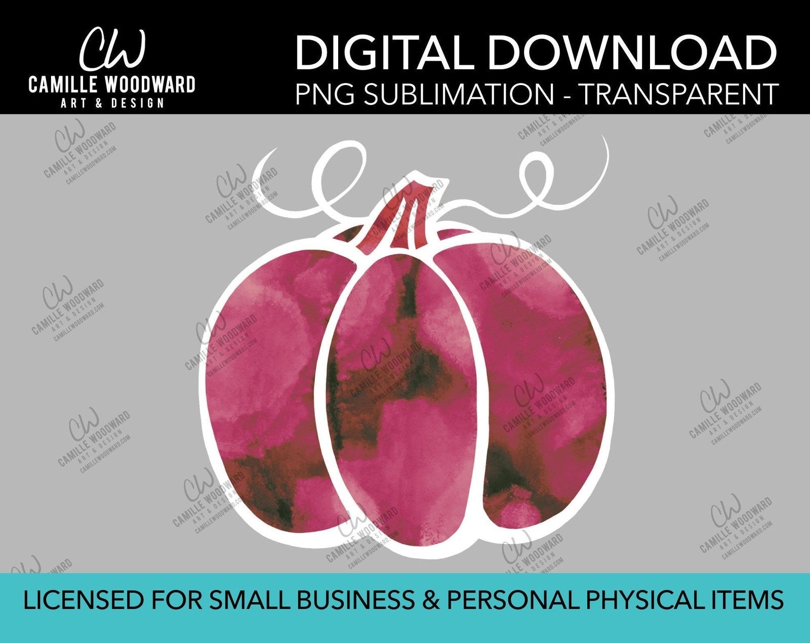 Pumpkin Magenta Rose Watercolor Style Drawing, PNG - Sublimation  Digital Download