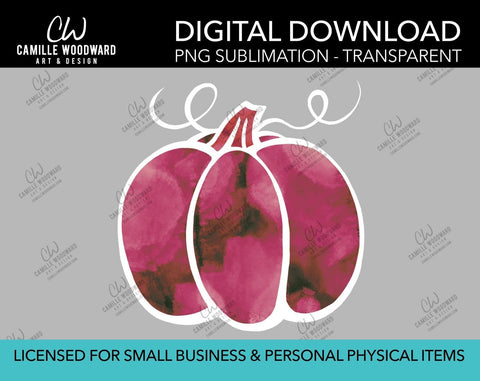 Pumpkin Magenta Rose Watercolor Style Drawing, PNG - Sublimation  Digital Download