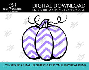 Pumpkin Purple and White Chevron, PNG - Sublimation  Digital Download