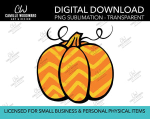 Pumpkin Orange and Yellow Chevron, PNG - Sublimation  Digital Download