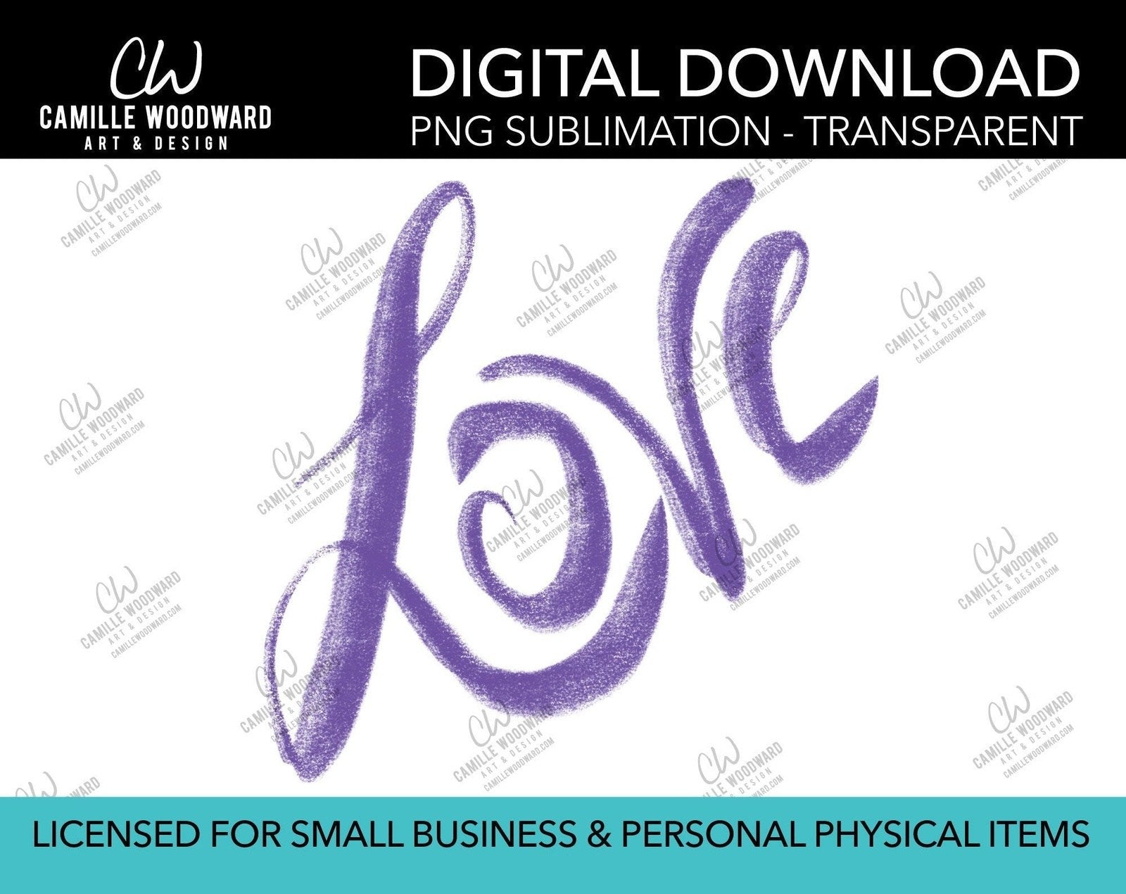 Love Hand Lettered Purple, PNG - Sublimation Digital Download