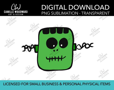 Friendly Frankenstein Face, PNG - Sublimation Digital Download