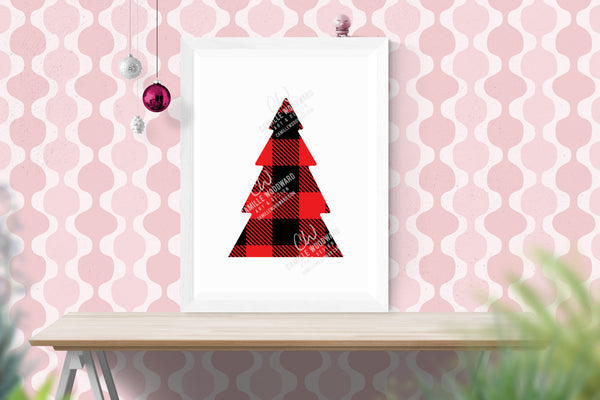 Buffalo Plaid Christmas Tree Red Black, SVG, EPS, PNG - Sublimation Digital Download Transparent