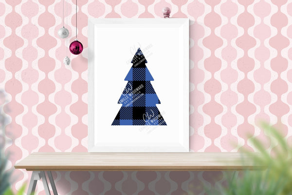 Buffalo Plaid Christmas Tree Blue Black, SVG, EPS, PNG - Sublimation Digital Download Transparent