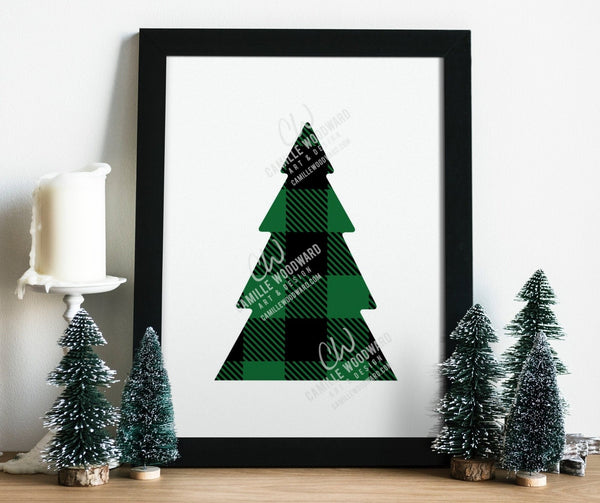 Buffalo Plaid Christmas Tree Green Black, SVG, EPS, PNG - Sublimation Digital Download Transparent