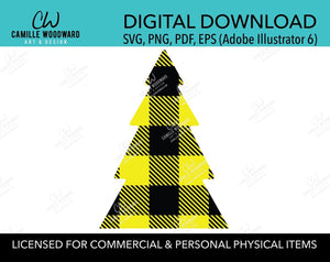Buffalo Plaid Christmas Tree Yellow Black, SVG, EPS, PNG - Sublimation Digital Download Transparent