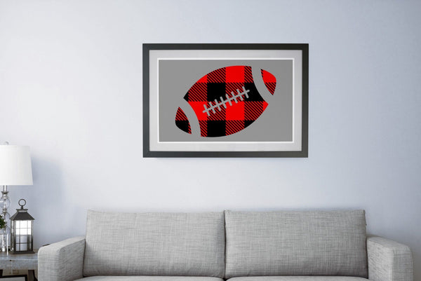 Buffalo Plaid Football Red Black, SVG, EPS, PNG - Sublimation Digital Download Transparent