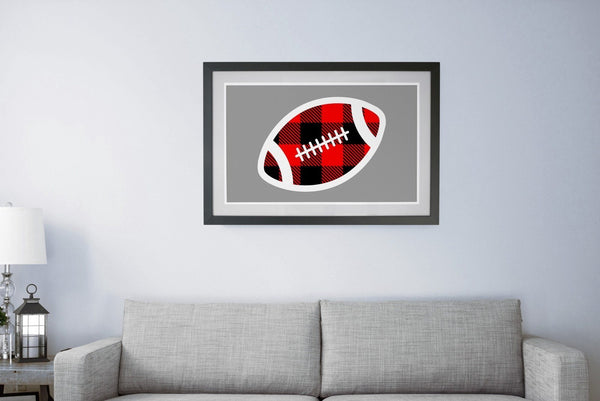 Buffalo Plaid Football Red Black White Outline, SVG, EPS, PNG - Sublimation Digital Download Transparent