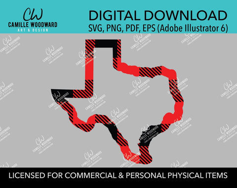 Buffalo Plaid Texas Red Black Plaid Outline, SVG, EPS, PNG - Sublimation Digital Download Transparent