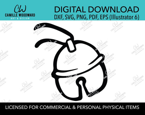 Christmas Jingle Bell Black and White, SVG, EPS, PNG - Sublimation Digital Download Transparent