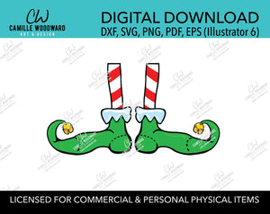 Christmas Elf Shoes Jingle Bell Striped Red and Green, SVG, EPS, PNG - Sublimation Digital Download Transparent
