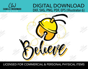 Christmas Believe Jingle Bell Sparkle Gold and Black, SVG, EPS, PNG - Sublimation Digital Download Transparent