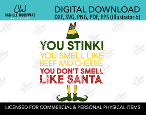 Christmas Buddy The Elf Santa Beef and Cheese Yellow and Green, SVG, EPS, PNG - Sublimation Digital Download