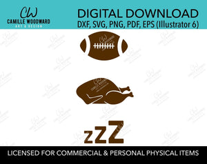 Thanksgiving Football Turkey Nap Zzz Vertical Clip Art, SVG, EPS, PNG - Sublimation Digital Download Transparent