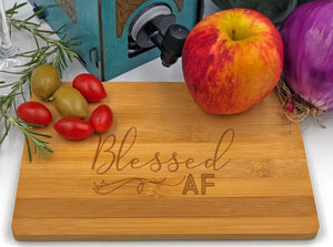 Blessed AF Cheese Snack Tray / Cutting Board Engraved Bamboo
