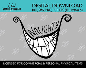 Christmas Naughty Grinch Crooked Smile Black and White, SVG, EPS, PNG - Sublimation Digital Download