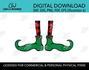 Christmas Buffalo Plaid Elf Legs and Green Shoes, SVG, EPS, PNG - Sublimation Digital Download