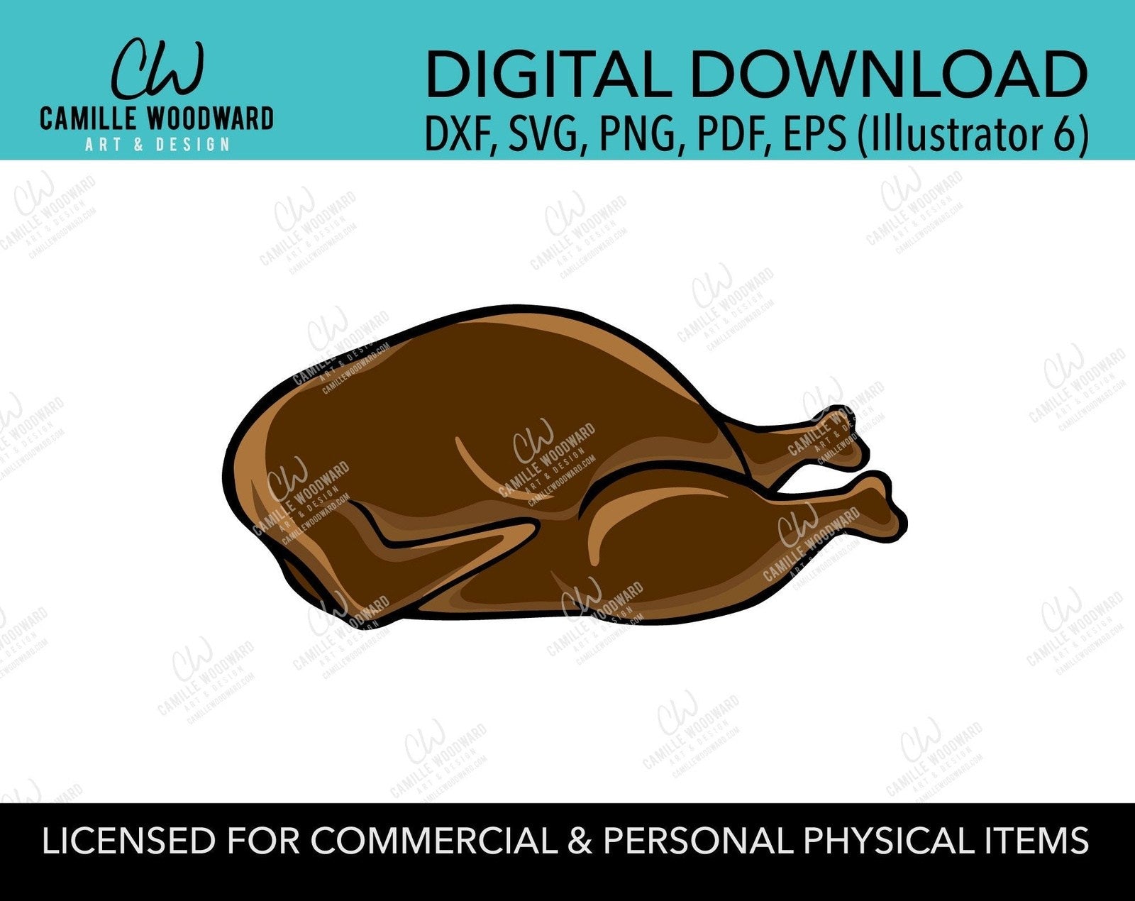 Thanksgiving Turkey Brown Clip Art, SVG, EPS, PNG - Sublimation Digital Download Transparent