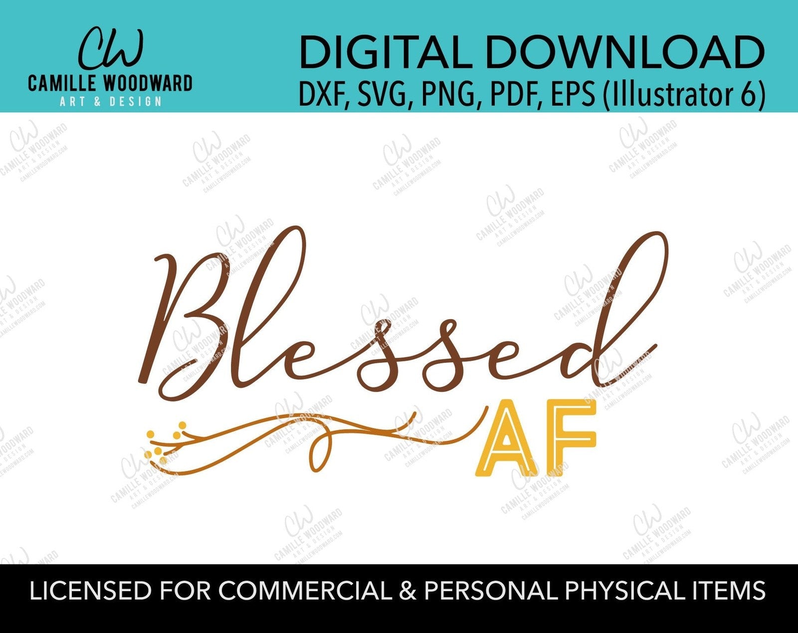 Thanksgiving Blessed AF Text Clip Art, SVG, PNG - Sublimation Digital Download Transparent