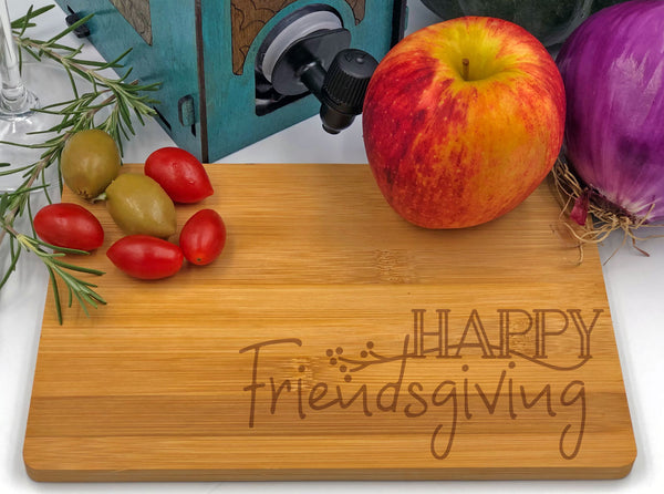 Friendsgiving Cheese Snack Tray / Cutting Board Engraved Bamboo