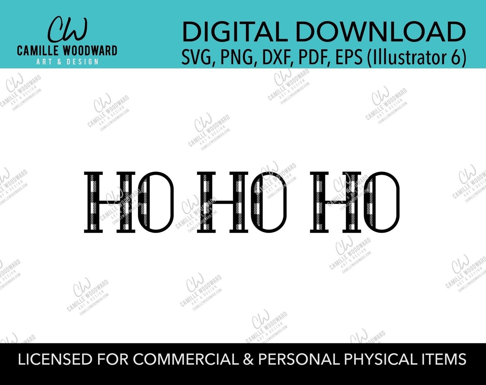 Ho Ho Ho Buffalo Plaid Christmas White Black, SVG, EPS, PNG - Sublimation Digital Download