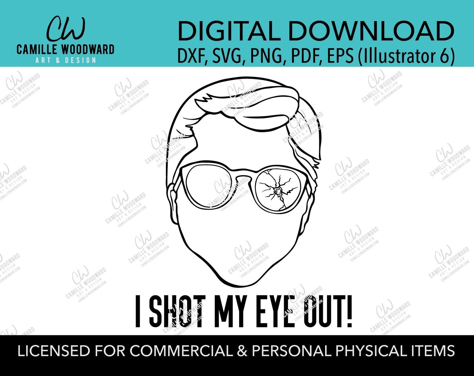 A Christmas Story Ralphie Shot My Eye Out Clip Art, SVG, EPS, PNG - Sublimation Digital