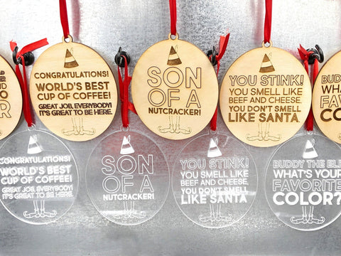 Christmas Buddy The Elf Movie Quote Ornaments, Wood Acrylic