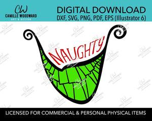 Christmas Naughty Grinch Crooked Smile Color, SVG, EPS, PNG - Sublimation Digital Download